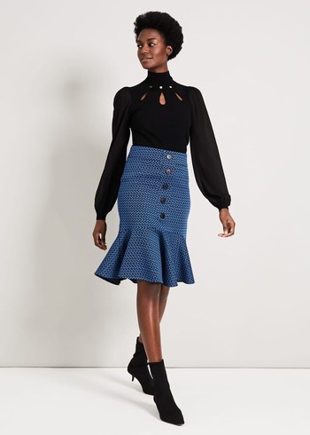 Phase Eight Sabri Tweed Skirts Black/Blue Australia | ON7940215